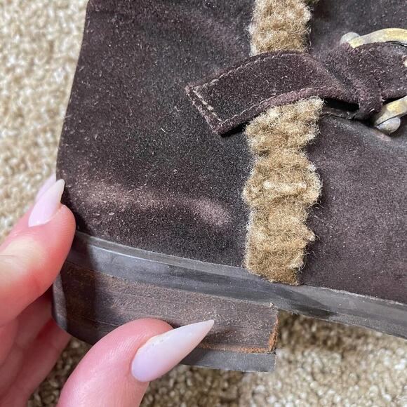 STUART WEITZMAN boots Made in Spain,Brown Suede,BlockHeel,Fur Lined,Women SZ 6.5 - Picture 3 of 8